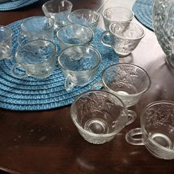 Glassware Bowl And Matching cups Set