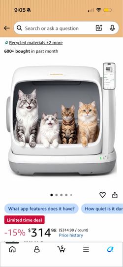 Meowant Large Space Automatic Litter Box for Multiple Cats 106L Self Cleaning Cat Litter Box, new in the box, one year warranty