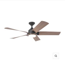52” Vita Modern LED Ceiling Fan with Remote – Walnut Blades, Black Finish