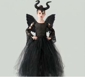 Girls size 10 Maleficent Costume with Wings and Horns