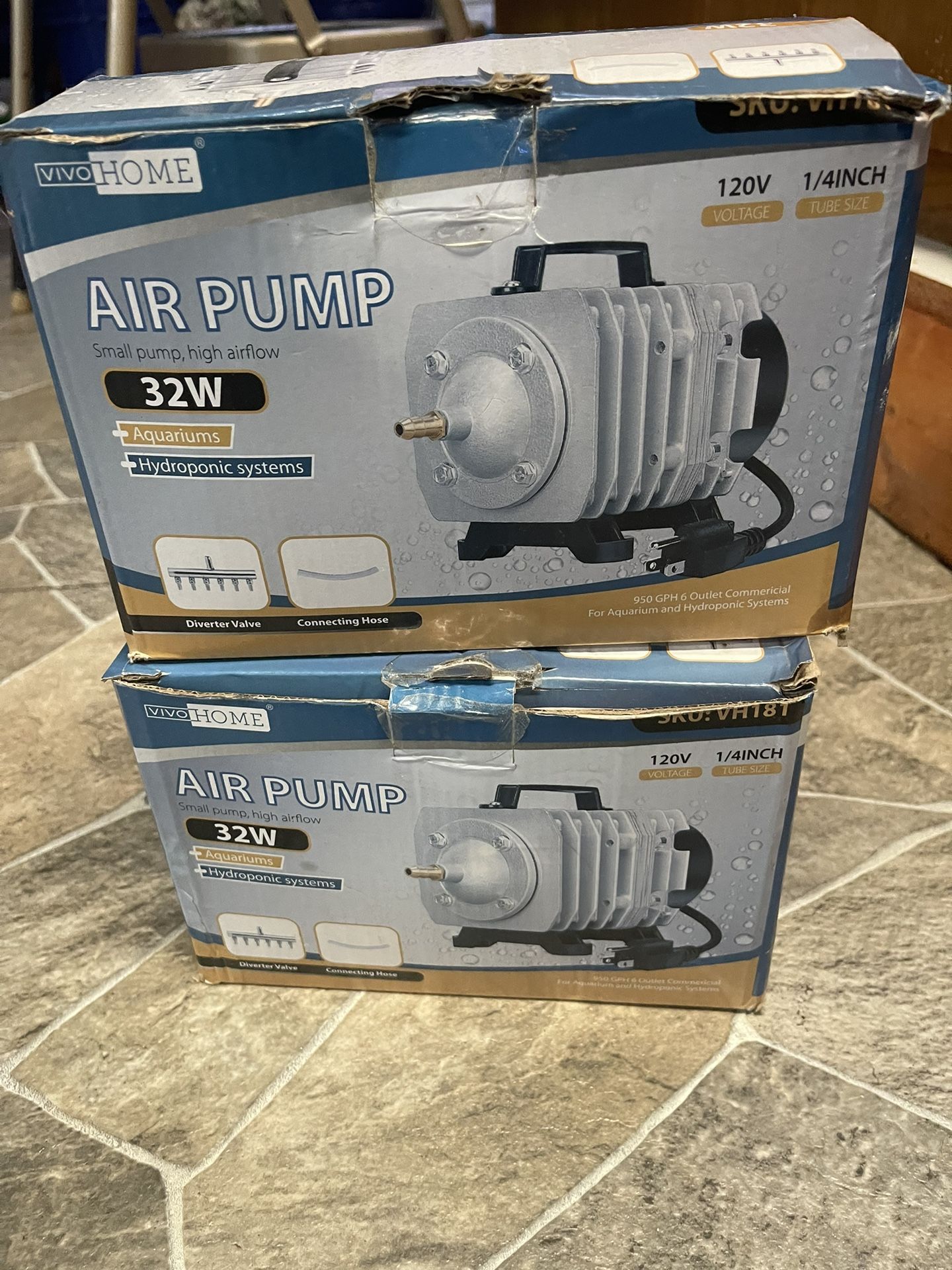 Two Air Pump Aquarium 32 W New ., 25 Each