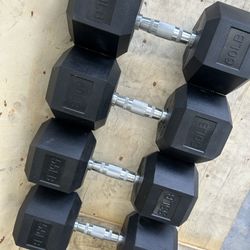 New pair of 55lb and 60lb rubber dumbbells. New in box 📦 $230