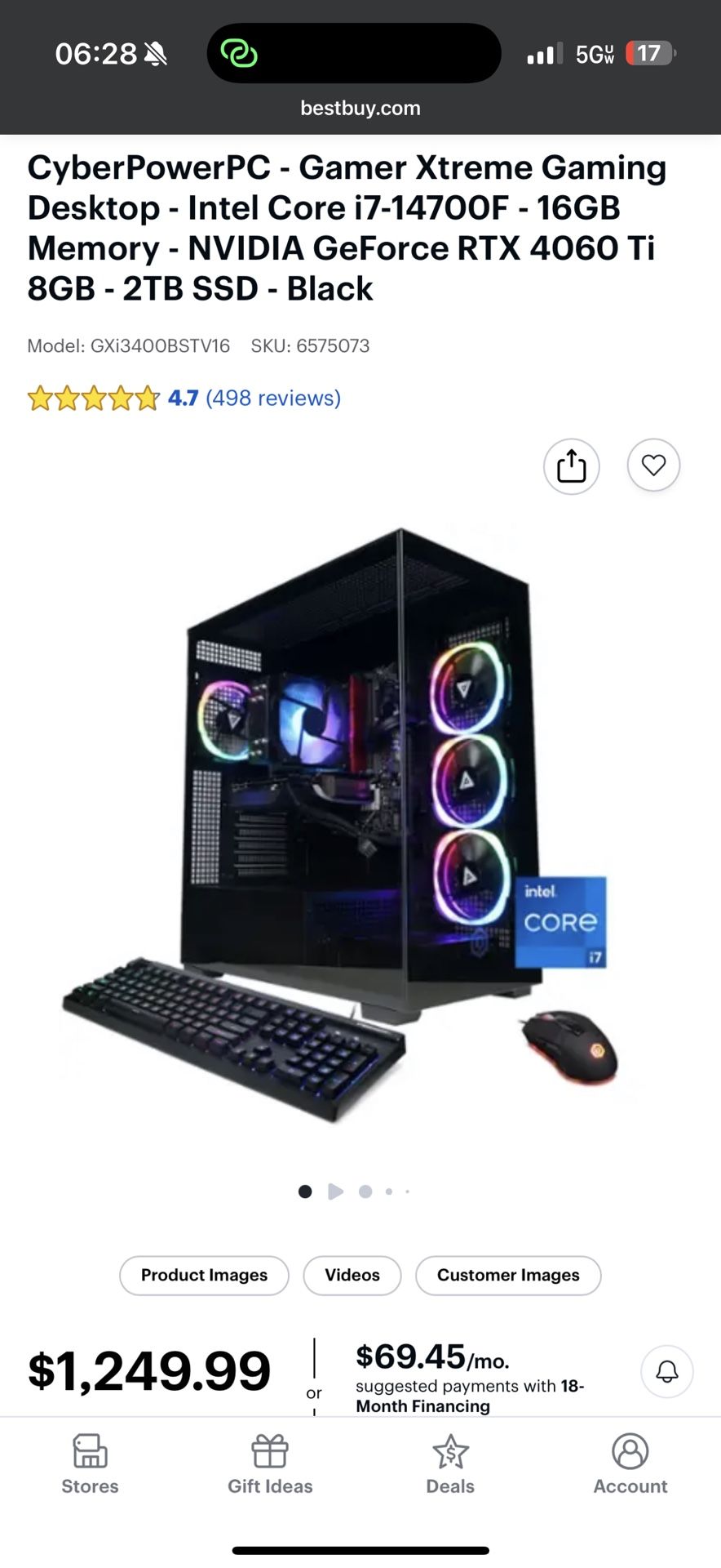 CyberPowerPC - Gamer Xtreme Gaming Desktop - Intel Core i7-1470OF