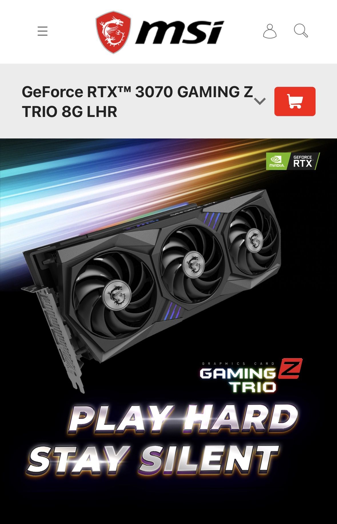 MSI RTX GEFORCE 3070 GAMING Z TRIO