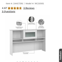 Desk Hutch By BUSH 60"