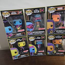 Funko Pop Marvel Black Light 6 Bundle Captain America Wanda Sylvie Kate Bishop Ant Man Star Lord