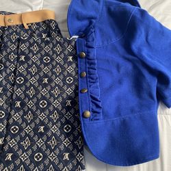 Alice Temperley Blue Sweater/ Shirt With Louis Vuitton 1854 Printed Blue Pant