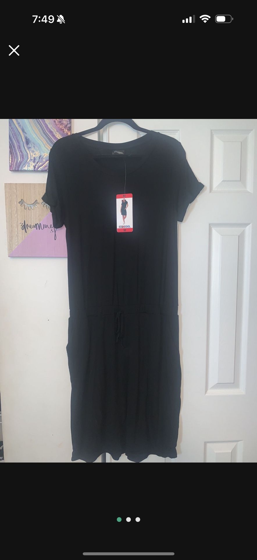 NWT WOMENS MEDIUM DRESS BLACK SHORT SLEEVES COOL JUMPER SKIRT