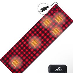 Heated Sleeping Bag Pad, Heated Sleeping Bag liner, Type-C Input, 5 Heating Zones, Operated by Battery Power Bank (Battery NOT included) or other USB 