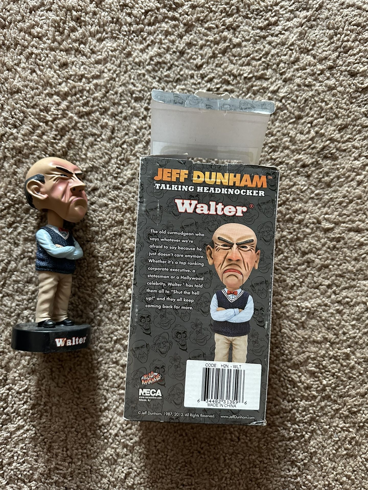 NECA Jeff Dunham “Walter” Talking Headknocker Bobble Head Figure battery include