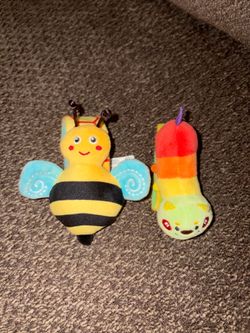 Infant Plush Wrist Rattles -  Bee and Caterpillar Stuffed Toys Set
