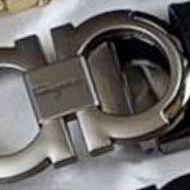 Brand New Ferragamo Belt With Silver Buckle And Chrome Perimeter And Black Leather Belt  Size 32-40