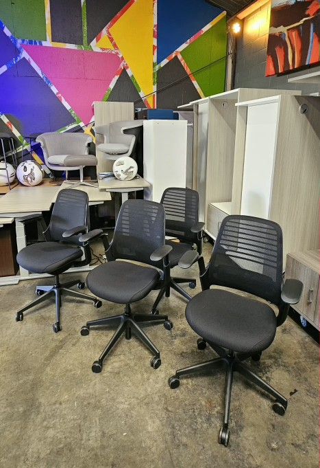 Qty. 4 Steelcase Series 1 Ergonomic office chairs with licorice fabric