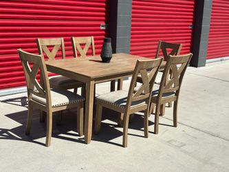 Wood Dining Table Set with 6 Chairs