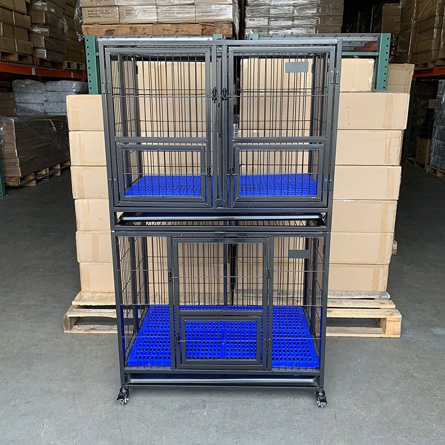 (New) $310 Set of (2) Heavy Duty Stackable Dog Cage 37x25x64 inches 