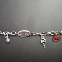 Eco Red Mini Charm Silver Bracelet 