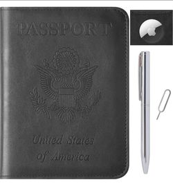 Airtag Passport Holder for Travel Essentials Wallet Rfid Blocking Cover Leather Case Vacation Travel Accessories for Women Men (Black)
Please note: ai