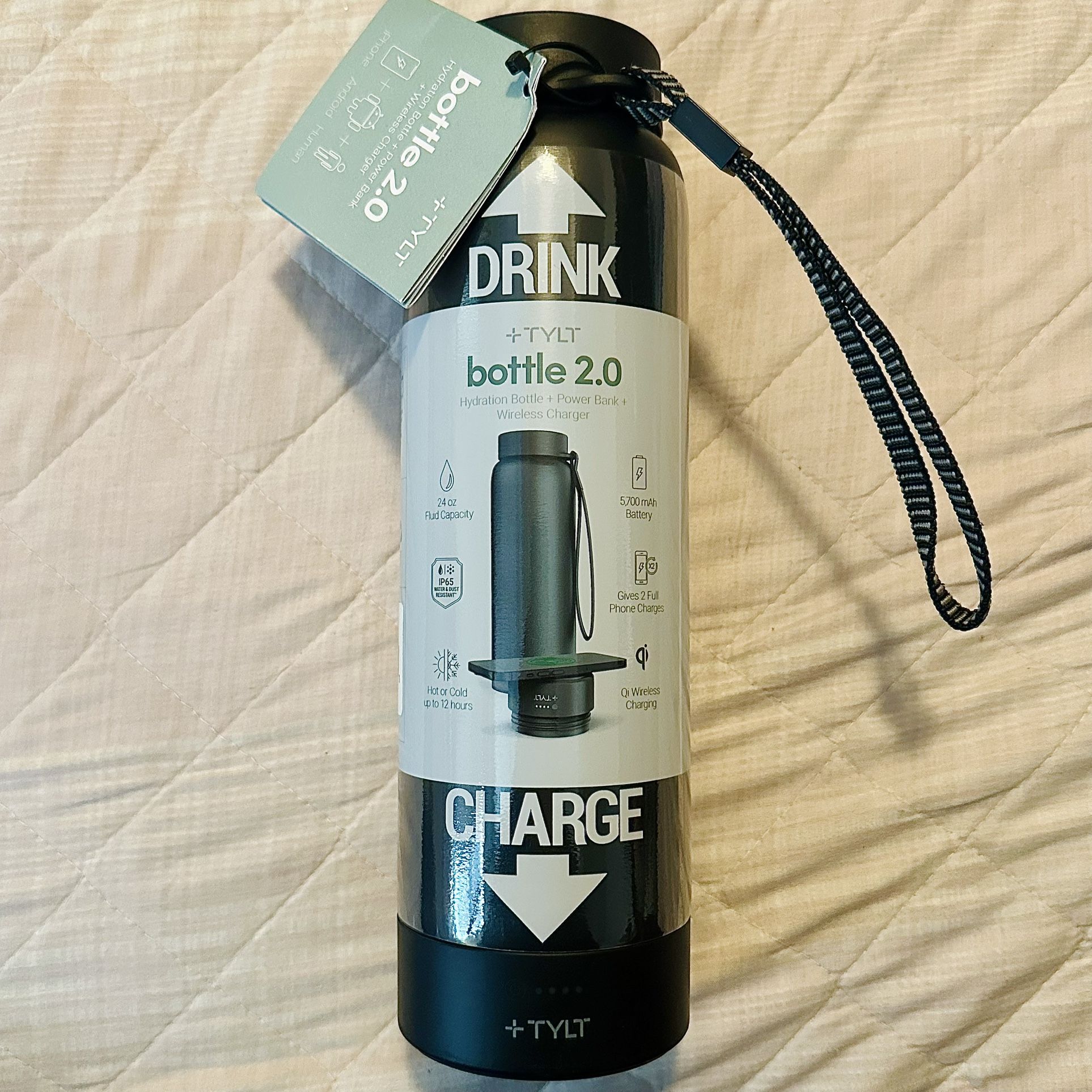 New Tylt Water Bottle With Power Bank/Wireless Charger