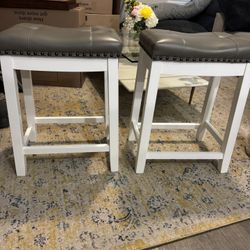 White with Gray Cushion Stools 