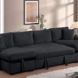 July Black Double Storage Chaise Sectional 🚛❤️😄🧡