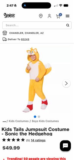 Kids Tails Jumpsuit Costume - Sonic the Hedgehog- medium