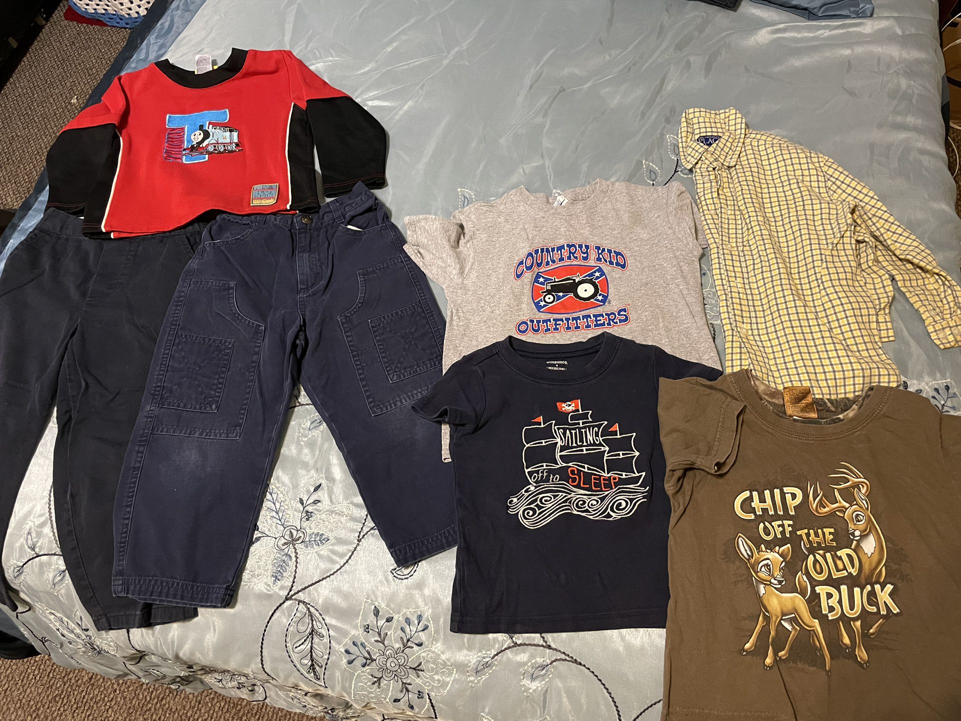 7 Pieces Boys 4T Lot Of Play Clothes Thomas The Tank Buck Wear 