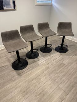 Set of 4 Gray Swivel Bar Stools