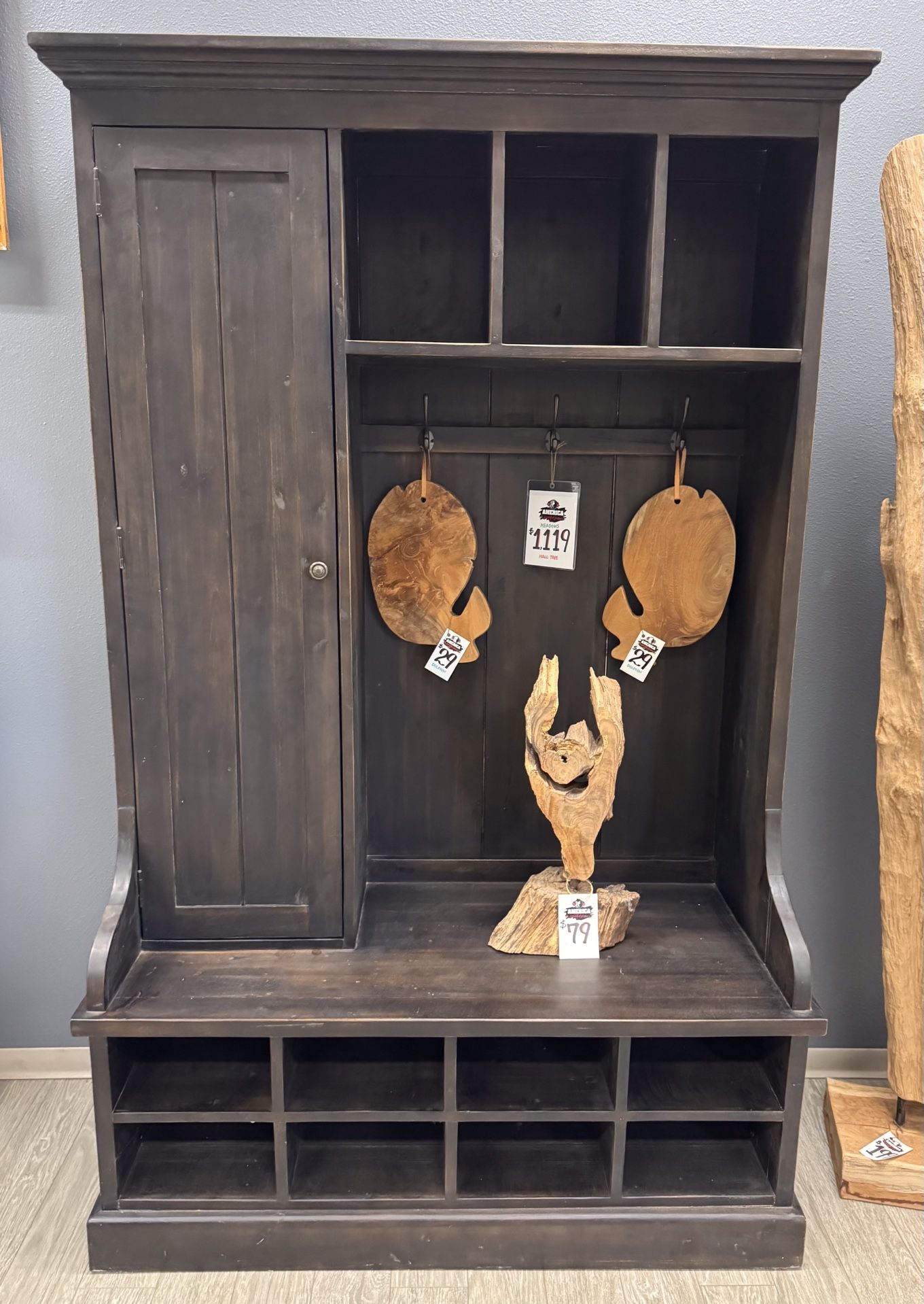 Solid Acacia Wood Hallway Tree Shoe Storage - Meadows 