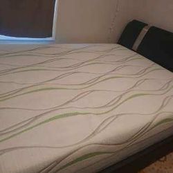 Queen Size Mattress, Frame, Headboard 