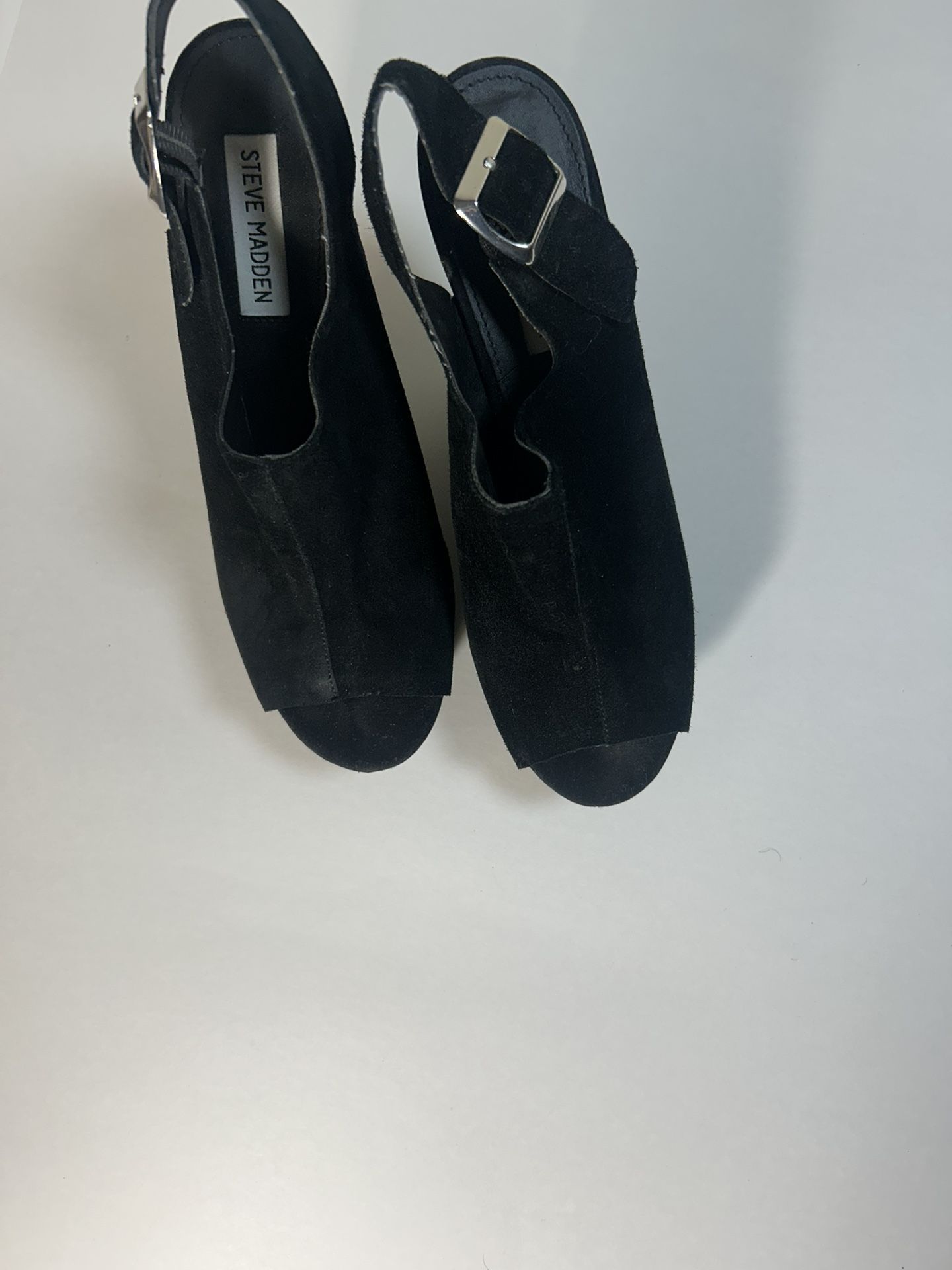 Steve Madden Wedge High Suede Shoes Sz 8.5 Blk