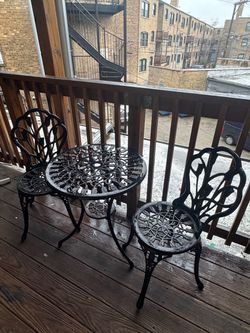 Black Cast Iron Bistro Table and Chair Set