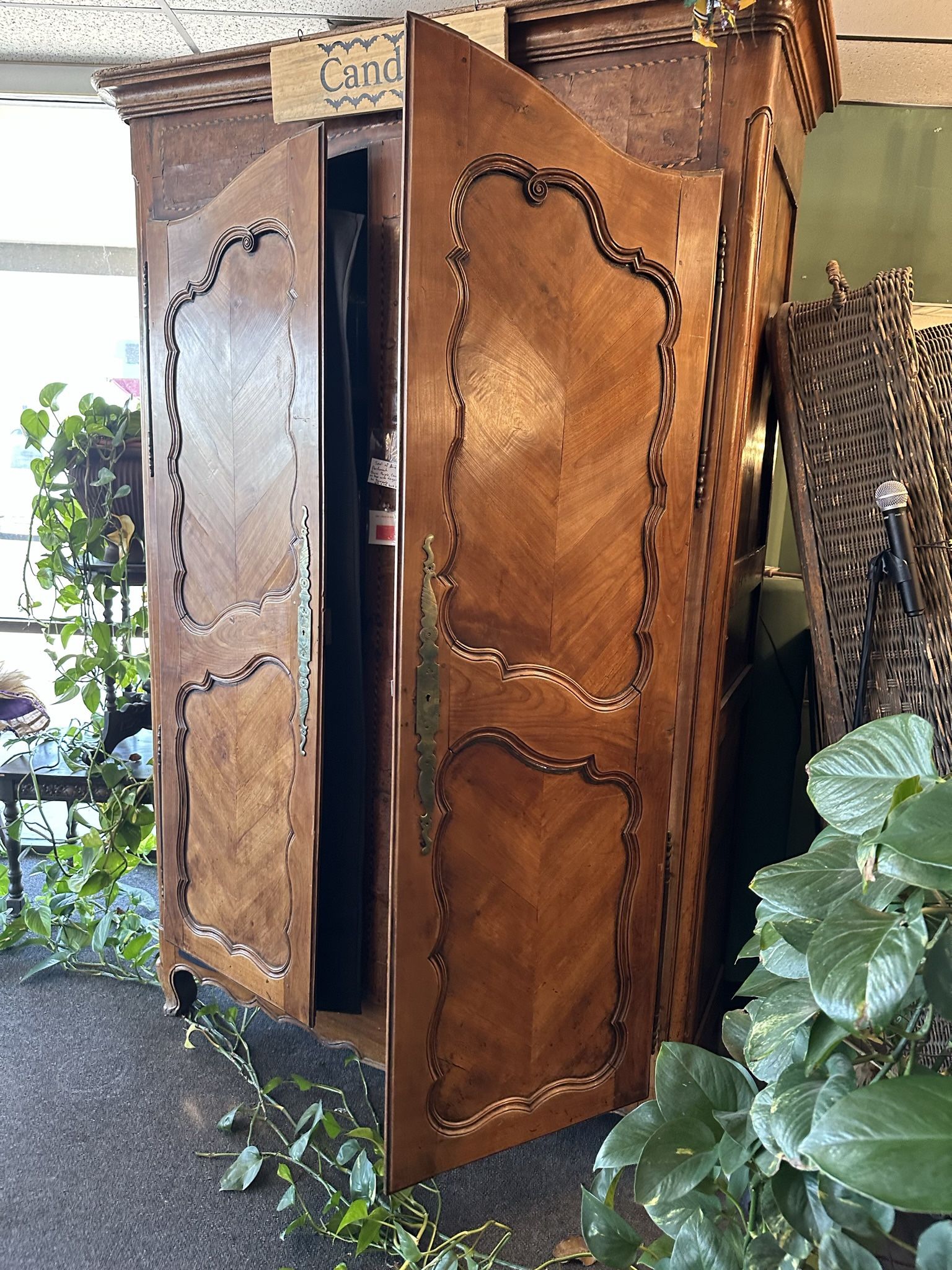 French Brass Inlay Victorian Armoire