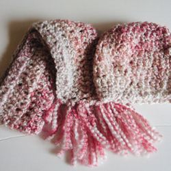 Childs Scarf and Hat Set Very Soft Yarn Size 1-3 Years Hand Crochet