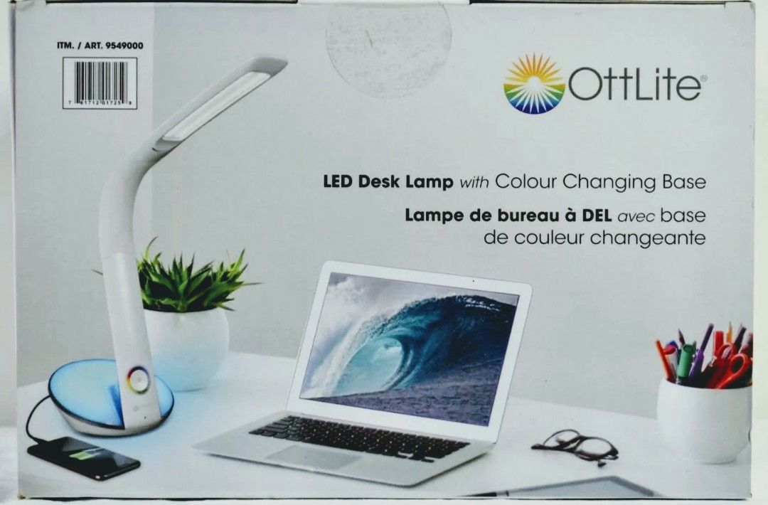 OttLite LED Desk Lamp with Colour Changing Base (White)