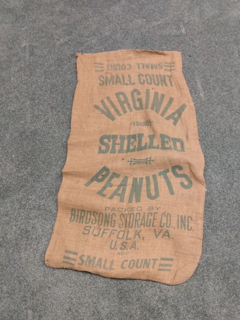Vintage Virginia Peanut Bag Burlap