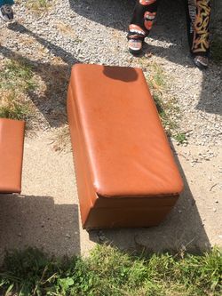 Brown Vinyl Upholstered Ottoman Bench