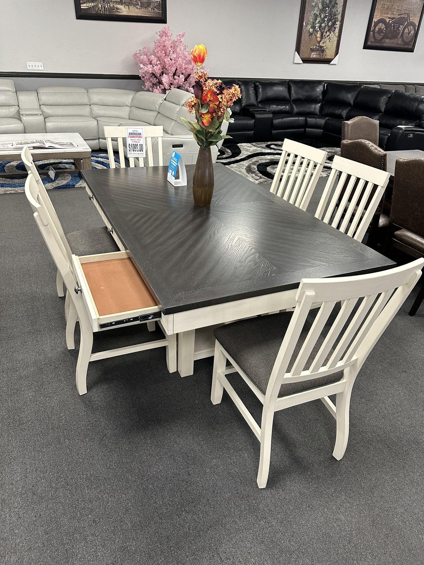 7PC Gray Dining Table Set