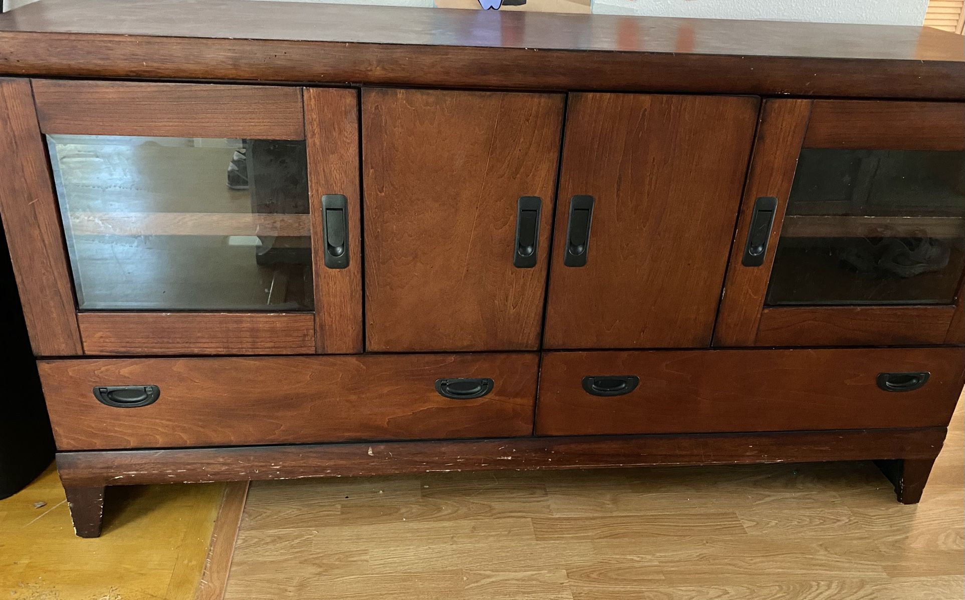 FREE—Cherry Wood Tv Stand.