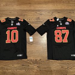 BNWT Chiefs Kelce and Pacheco Super Bowl LVIII Black Nike  Game Jerseys