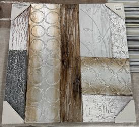 Modern Textured Wall Art – Neutral Gold/Silver/Brown Tones – Hand Painted