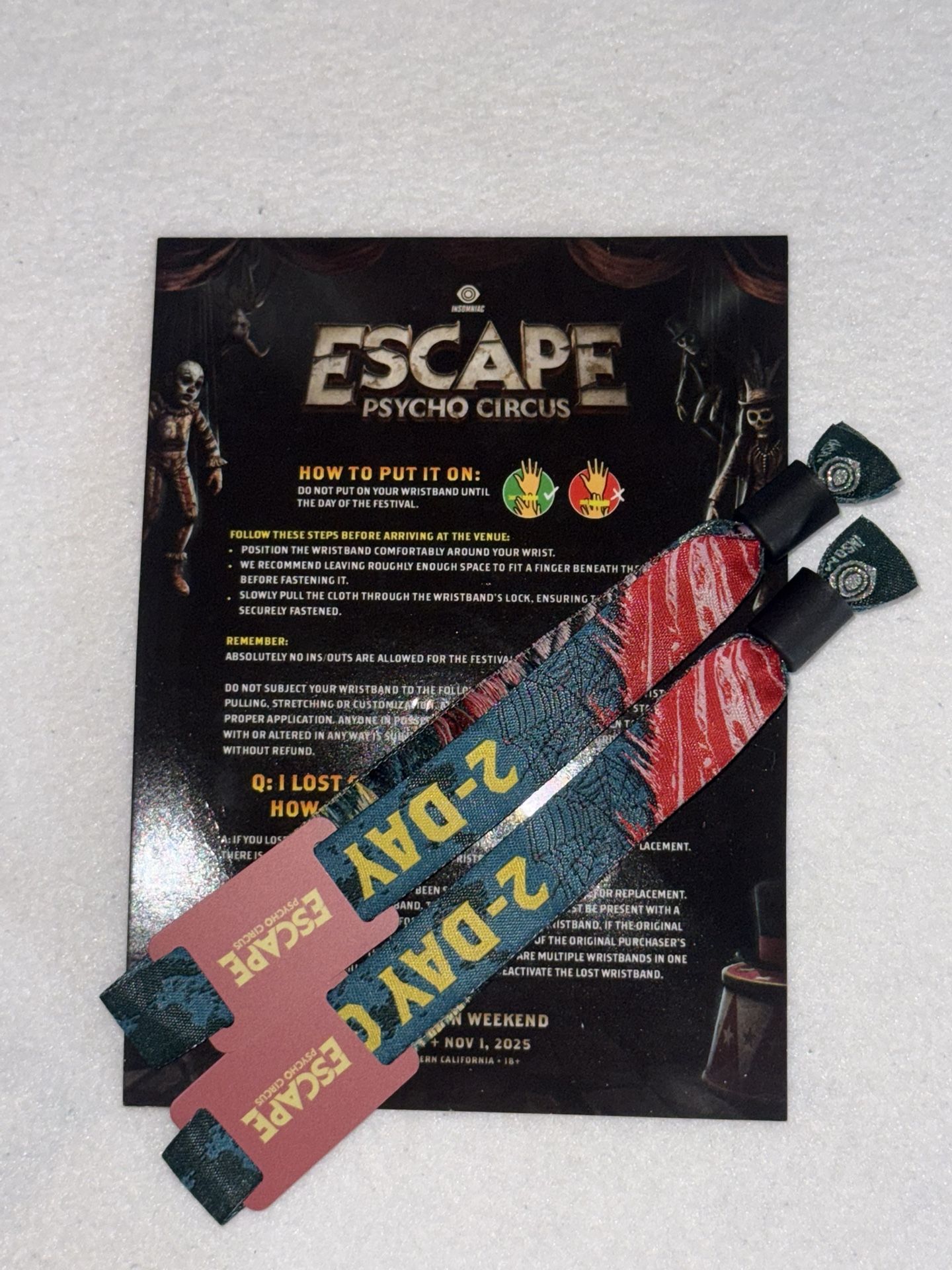 Escape Halloween 2 Day GA Wristbands