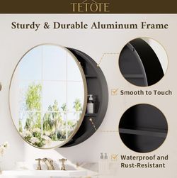 20x20 Tetote Round Medicine Cabinet With Mirror