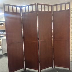 4 Panels Room Divider Privacy Screen Solid Wood Brown