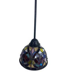 Vintage Stained Glass Chandelier Light Fixture Colorful