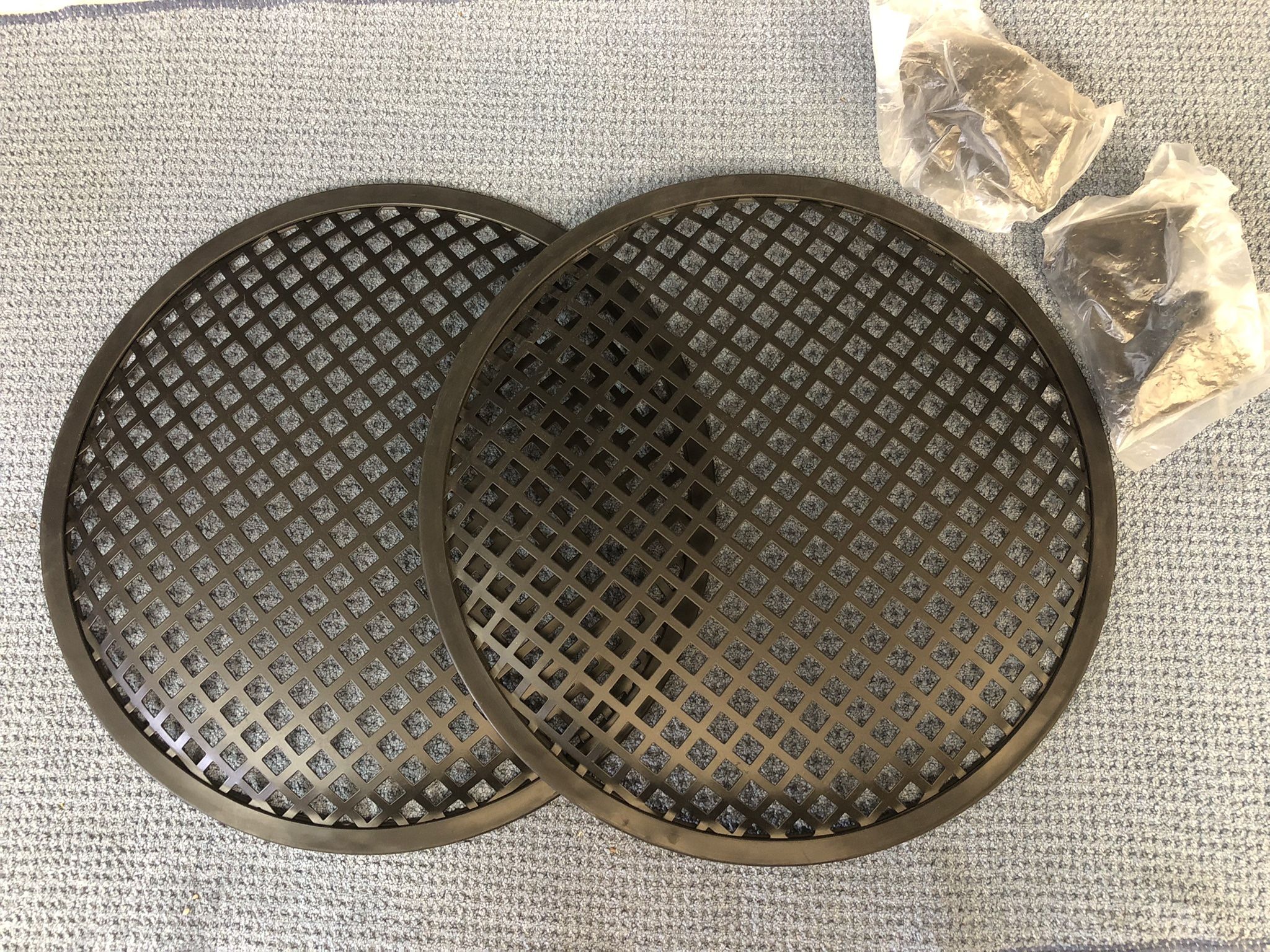 New Pair Of 10” Inch Metal Subwoofer Speaker Grilles W/Clips & Screws.