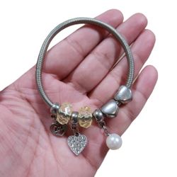 Silver Toned Love Bling Charms Bracelet