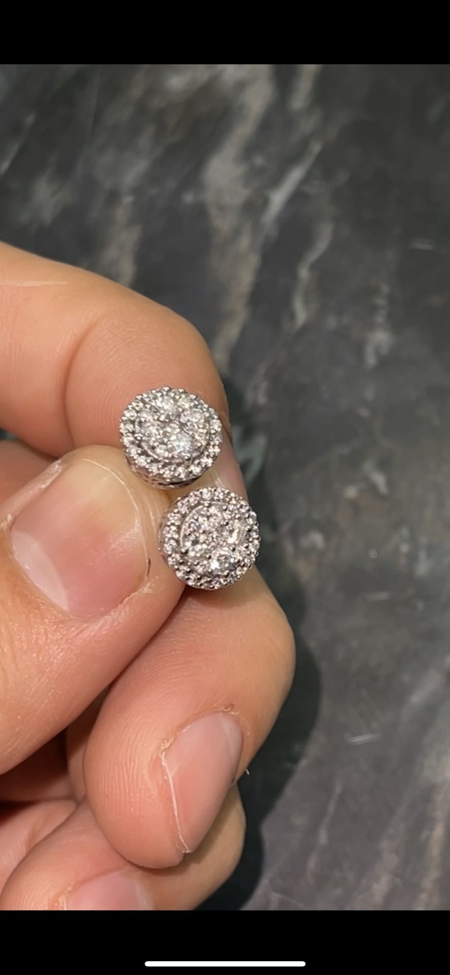 Natural VS Diamond Earrings Big Stones 10k White Gold