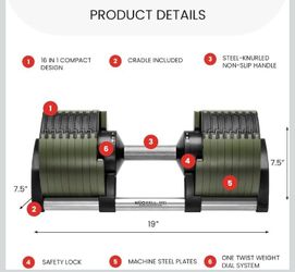 NUOBELL Adjustable Dumbbells 5-80 lbs: Replace 16 Sets, Ideal for Home Gym Weight Bench & Press