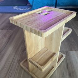 Rotating Wood Bathroom Organizer with 7 Shelves