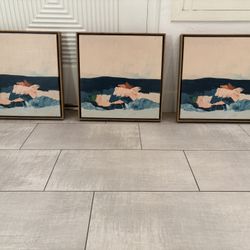 Set Of 3 Frames Canvas Artwork Wall Decor